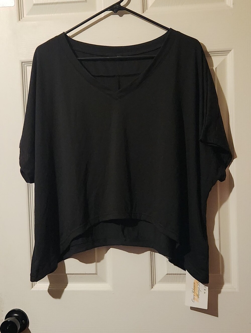 Classic Black V-Neck Women's Top | Black | Sz L